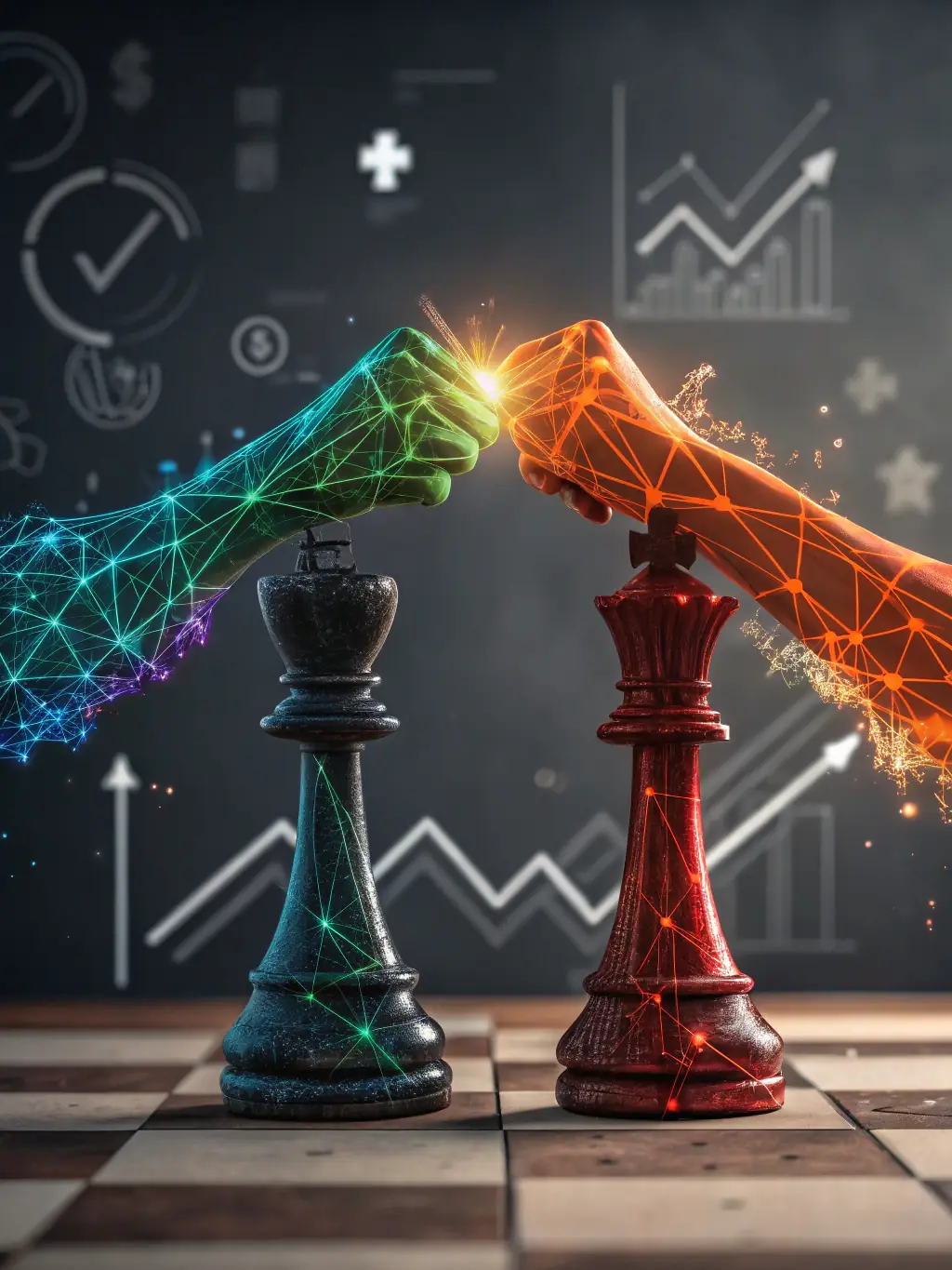 A visual representation of a merger and acquisition process, showing two companies merging into one, with Value Bridge Partners facilitating the transaction.